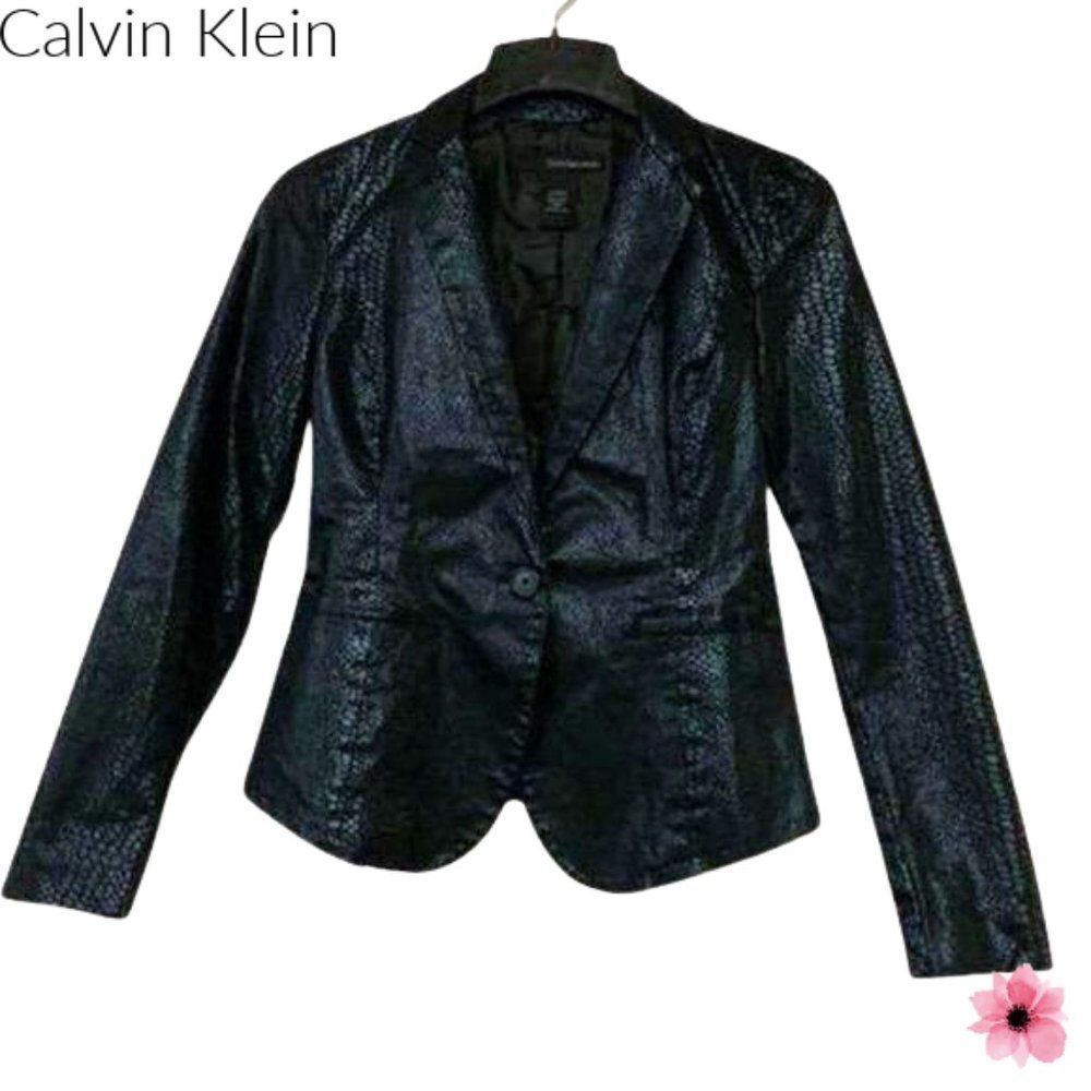 Calvin Klein Jeans Metallic Embossed Snake Texture Jacket - Picture 2 of 7